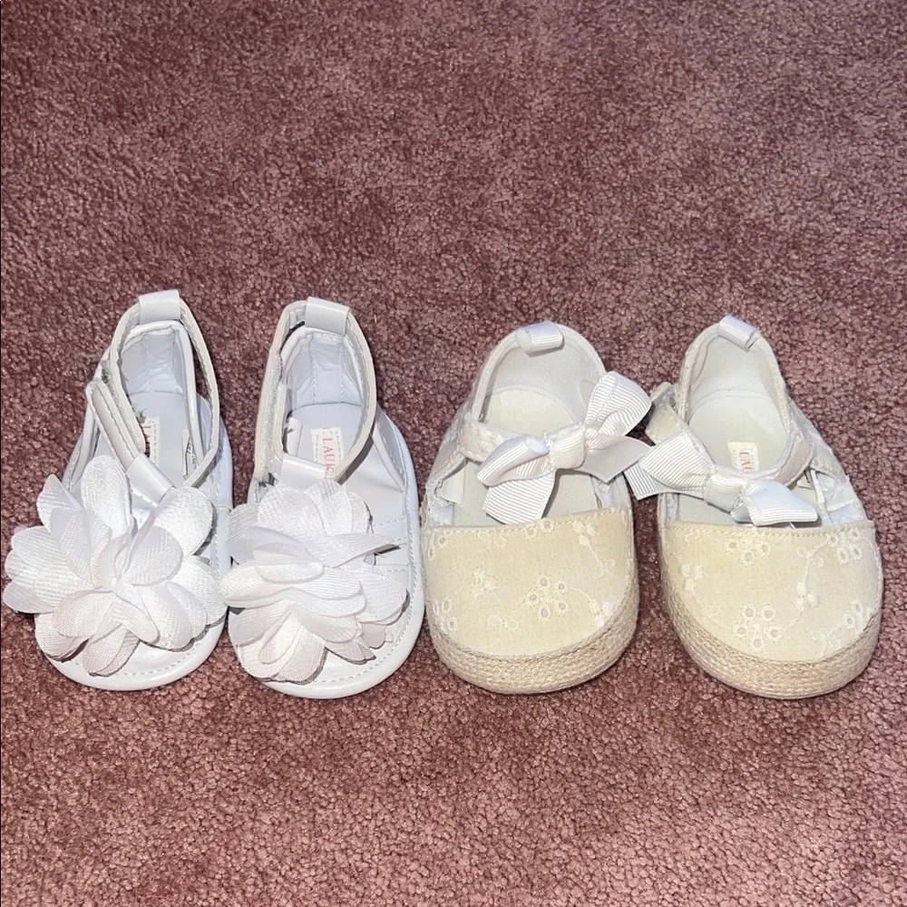 Laura Ashley White and Cream Kids Dress Shoes
